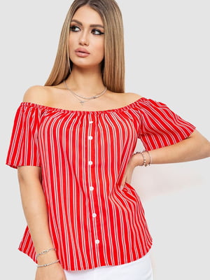 Червона блуза вільного крою в смужку | 6810250