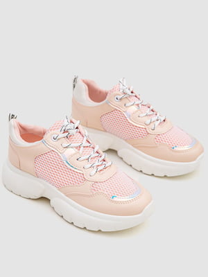 Рожеві кросівки із вставками із сітки | 6810381