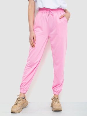 Рожеві штани з манжетами на резинці | 6810568