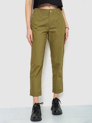 Прямые брюки оливкового цвета на молнии | 6812500
