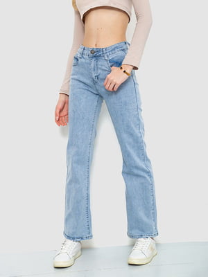 Голубые джинсы клеш с карманами | 6812517