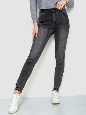 Темно-серые джинсы скинни с потертостями | 6812518