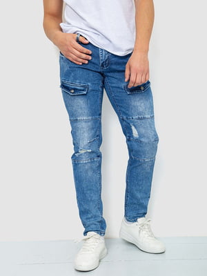 Синие джинсы с потертостями | 6812525