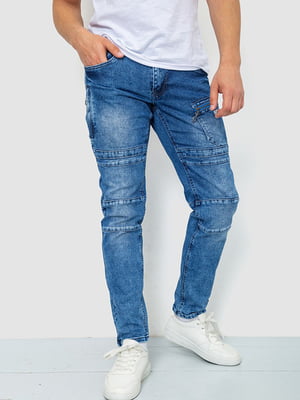 Синие джинсы с потертостями и карманами | 6812532