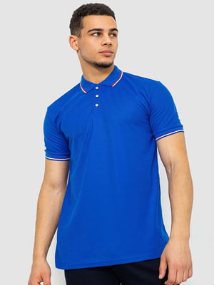 Бавовняна футболка-поло кольору електрик на ґудзиках | 6812570