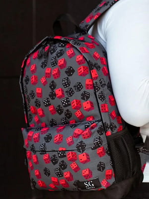 Сіро-червоний рюкзак з кишенею для ноутбука | 6812149