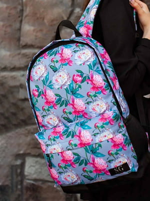Фіолетовий рюкзак з принтом та 3D сіткою | 6812179