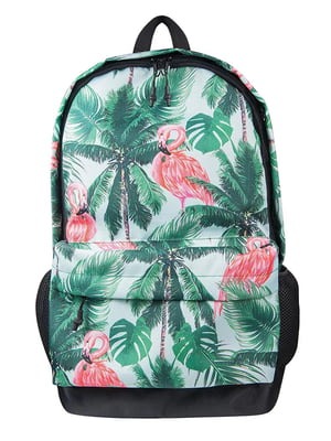 Зеленый рюкзак из ярким принтом и 3D сеткой | 6812189