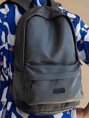 Рюкзак графітового кольору з екошкіри | 6812192
