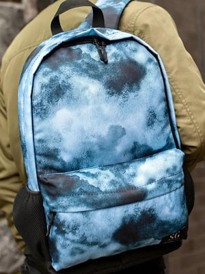 Блакитний рюкзак з абстрактним принтом та 3D сіткою | 6812198