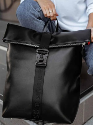 Чорний рюкзак-роллтоп з кишенею для ноутбука | 6812210