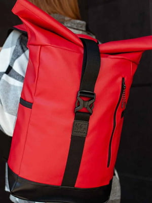 Красный однотонный рюкзак с конструкцией “роллтоп” | 6812211