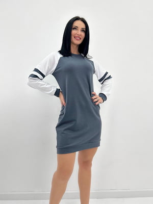 Спортивне графітово-біле плаття із двонитки Sesilia | 6812715