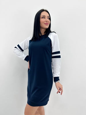 Спортивне синьо-біле плаття із двонитки Sesilia | 6812718
