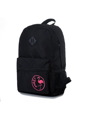 Чорний повсякденний рюкзак з рожевим написом | 6812844