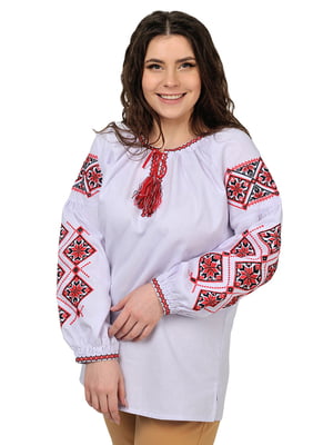Лляна вишиванка “Етніка” білого кольору | 6812951