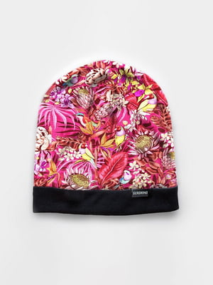 Рожева зимова шапка з принтом | 6813365