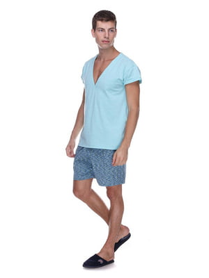 Піжама блакитна: футболка та шорти | 6813371