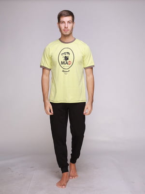 Піжама: лимонного кольору з принтом та штани | 6813389