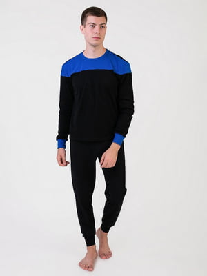 Піжама чорно-синя: лонгслів та штани | 6813393