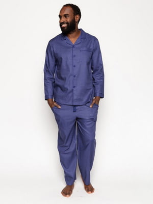 Піжама синя з принтом: сорочка та штани | 6813459