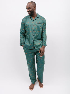 Піжама зелений з принтом: сорочка та штани | 6813467