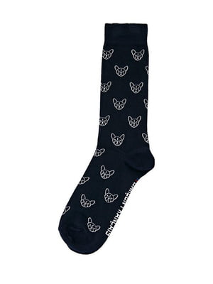 Шкарпетки темно-синій з принта  | 6813996