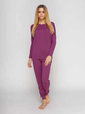 Піжама фіолетова однотонна: лонгслів та штани | 6815495