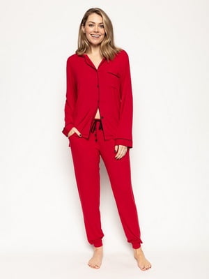 Піжама однотонна червона: сорочка та штани | 6815650