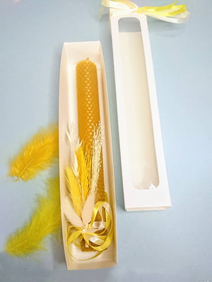 Великодня свічка ручної роботи із вощини з декором в упаковці (26 см) | 6816947