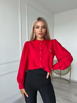 Червона класична блуза на гудзиках | 6816296