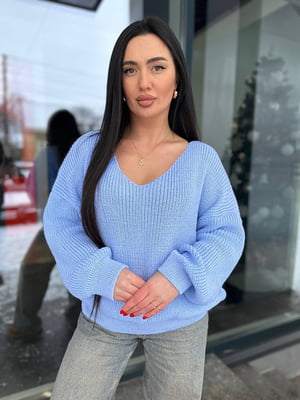 Блакитний вовняний пуловер | 6816514