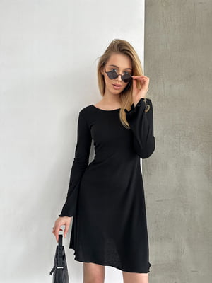 Чорна сукня А-силуету з шнурівкою на спині | 6816651