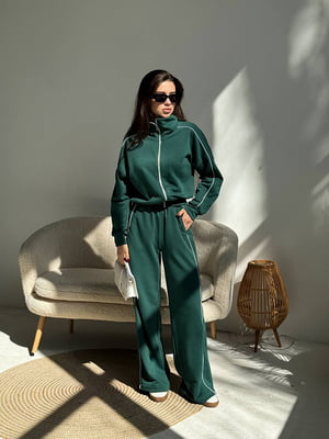 Спортивний костюм зелений: кофта і штани палаццо | 6816685