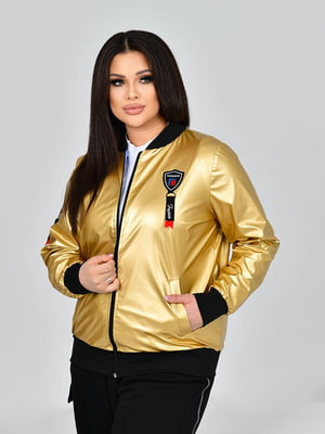 Куртка-бомбер золотистого кольору на блискавці | 6816710