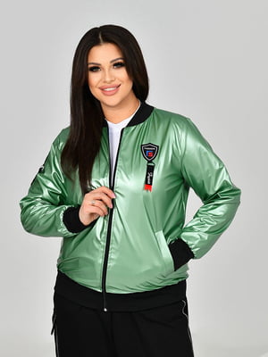 Куртка-бомбер зелена кольору на блискавці | 6816711
