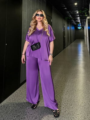 Фіолетовий костюм з шовку Армані: блуза і штани | 6816745