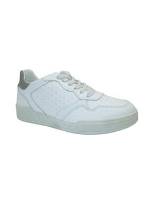 Білі шкіряні кросівки на шнурівці | 6816030