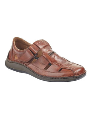 Коричневые кожаные сандалии на липучках | 6816096