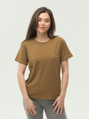 Стрейчева футболка вільного крою кольору койот | 6819629