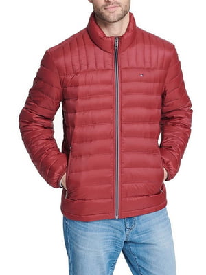 Червона стьобана курточка на блискавці з коміром-стійкою | 6817304