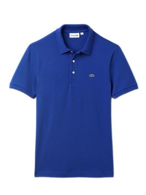 Синя футболка-поло із нашитим логотипом бренду | 6817326