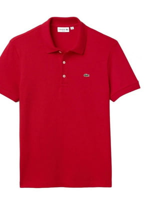 Червона футболка-поло з нашитим логотипом бренду | 6817327