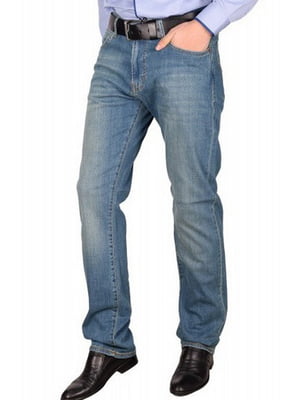 Голубые прямые джинсы средней посадки | 6817385