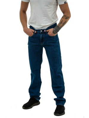 Синие прямые джинсы средней посадки | 6817387