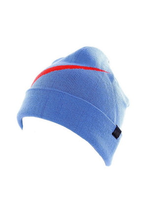 Голубая шапка с фирменным рисунком | 6817390