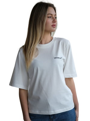 Бавовняна біла оверсайз футболка з принтом | 6817442