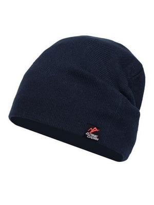 Однотонная синяя шапка с лого | 6817493