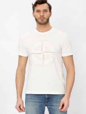 Бавовняна біла футболка з принтом | 6817576