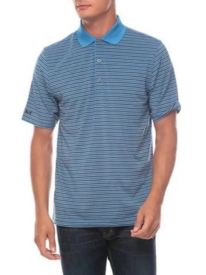 Блакитна смугаста футболка-поло з технологією Play Dry | 6817676